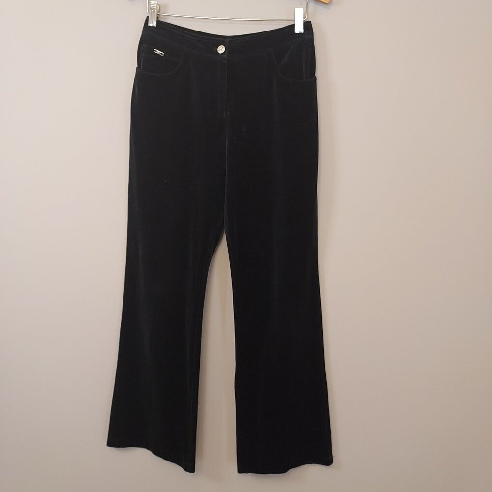 St John Sport By Marie Gray Black Velvet Bootcut Pants Size 4